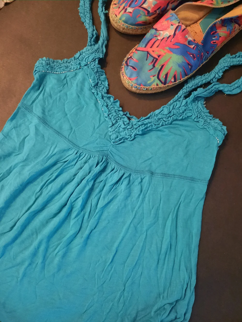 Tank Bundle! Includes:Guess Teal Ruffle-Trim Tank Top - Picture 5 of 5